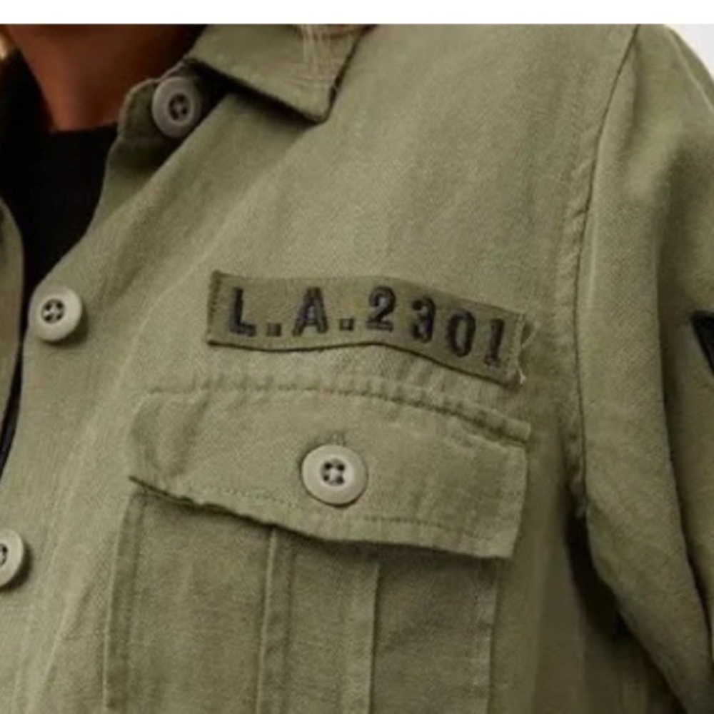 Rails Loren Military Shirt Jacket Olive Green Embroidered Patch Frayed Hem Small - Picture 5 of 12